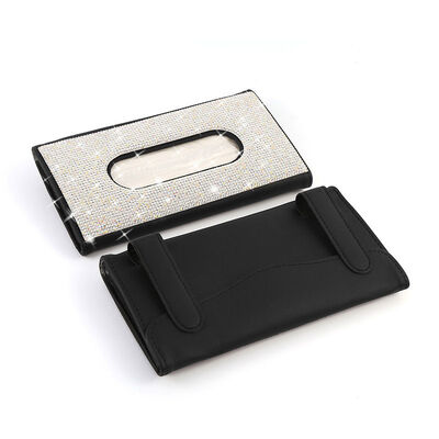 ダイヤモンドPU車のための革車のバイザーのティッシュ箱のナプキンのホールダー