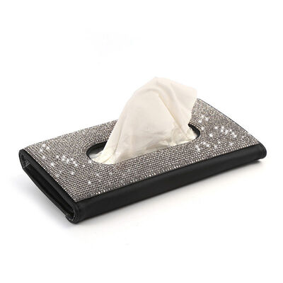 ダイヤモンドPU車のための革車のバイザーのティッシュ箱のナプキンのホールダー