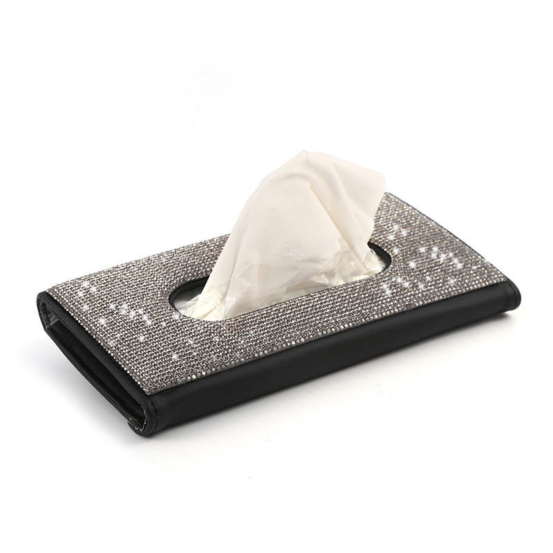 ダイヤモンドPU車のための革車のバイザーのティッシュ箱のナプキンのホールダー