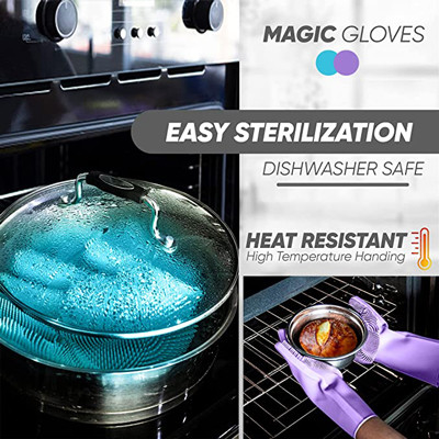 紫色および青のDishwashingのクリーニングのための再使用可能なシリコーンの手袋