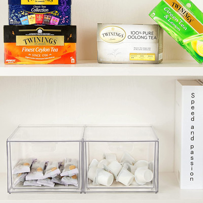 2パックの構造のオルガナイザーの貯蔵の引出しの積み重ね可能なプラスチック収納用の箱
