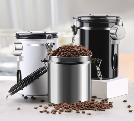 500gステンレス鋼必要なBaristaは二酸化炭素の弁およびスプーンが付いているコーヒー気密の小さなかんに用具を使う