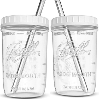 広い口ガラスの茶わら16oz 24ozが付いている再使用可能なスムージーのコップ