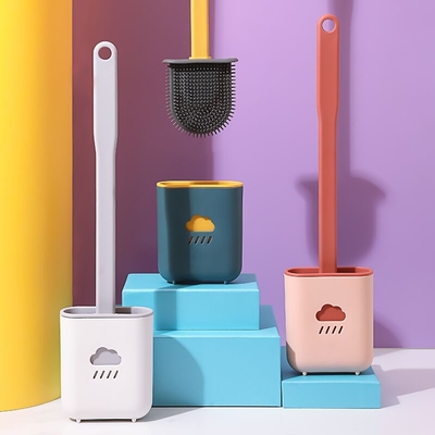 かわいい多色の家庭用品ホールダーが付いているプラスチック プロダクト シリコーンの洗面所のブラシ
