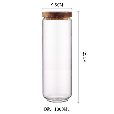 700ml 1000ml 1300mlの気密の木のふたが付いているガラス食糧貯蔵容器