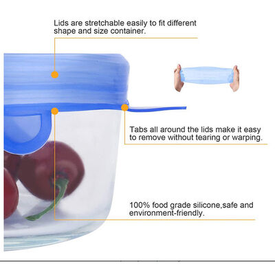 シリコーンの伸張のふたの食糧貯蔵カバー セットのあたりの台所6pcs再使用可能な伸張