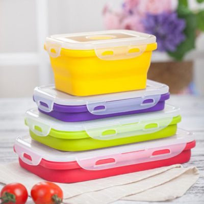 コンパートメントお弁当箱のMicrowavable Bento多箱を折るケイ酸ゲルは4部分を置いた