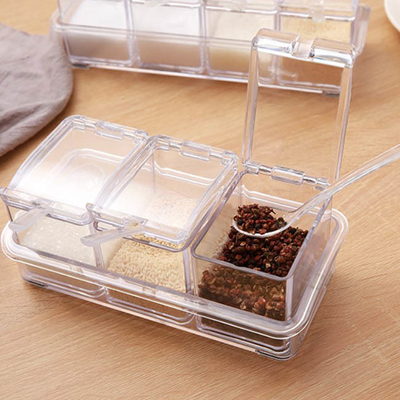 台所味をつける香辛料の貯蔵のための明確なアクリルのスパイス箱4部分の