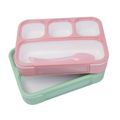 4つのコンパートメントPPスプーンが付いているプラスチック学校学生のお弁当箱のEco友好的なBento箱