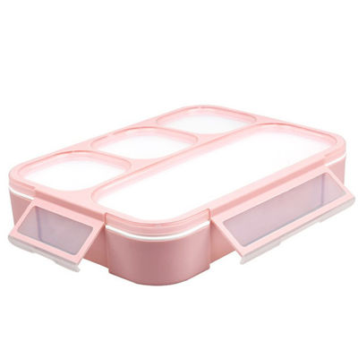 4つのコンパートメントPPスプーンが付いているプラスチック学校学生のお弁当箱のEco友好的なBento箱