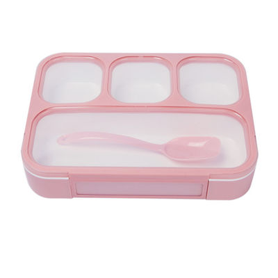 4つのコンパートメントPPスプーンが付いているプラスチック学校学生のお弁当箱のEco友好的なBento箱