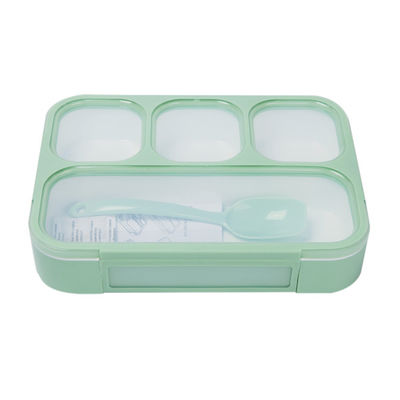 4つのコンパートメントPPスプーンが付いているプラスチック学校学生のお弁当箱のEco友好的なBento箱