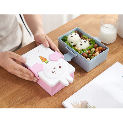 PPおよびムギのわら繊維のお弁当箱2コンパートメントBento