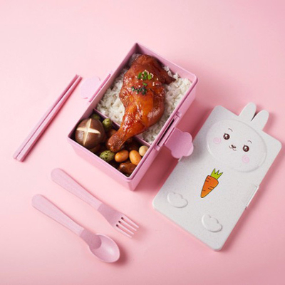 PPおよびムギのわら繊維のお弁当箱2コンパートメントBento