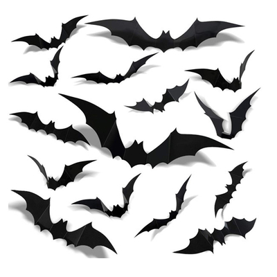 12pcsポリ塩化ビニール ハロウィンのクリスマスは壁の装飾のための3Dステッカーの黒いバットを飾る