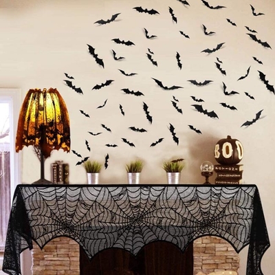 12pcsポリ塩化ビニール ハロウィンのクリスマスは壁の装飾のための3Dステッカーの黒いバットを飾る