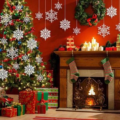 36pcsプラスチックきらめきの白い雪片はクリスマスのために飾る