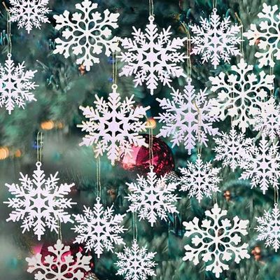 36pcsプラスチックきらめきの白い雪片はクリスマスのために飾る