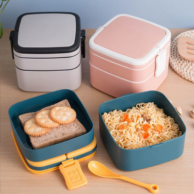 二重層スプーン1000ml 1400mlが付いているプラスチック多コンパートメントお弁当箱Bento