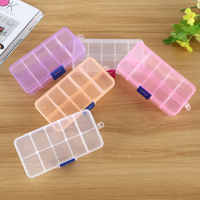 10の格子宝石類のイヤリングのビードのためのプラスチック世帯の貯蔵容器のオルガナイザー箱