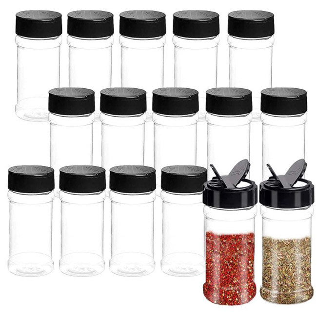 バルク3.5 Ozのプラスチック スパイスは黒いねじふたが付いているプラスチック味をつけるびんを震動させる