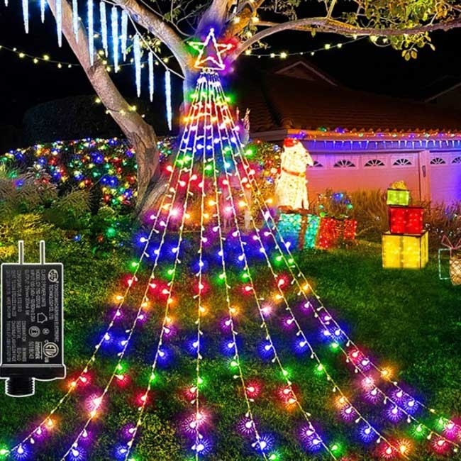 ハロウィンの防水屋外のクリスマスはワイヤーが多色刷りをつける星を飾る